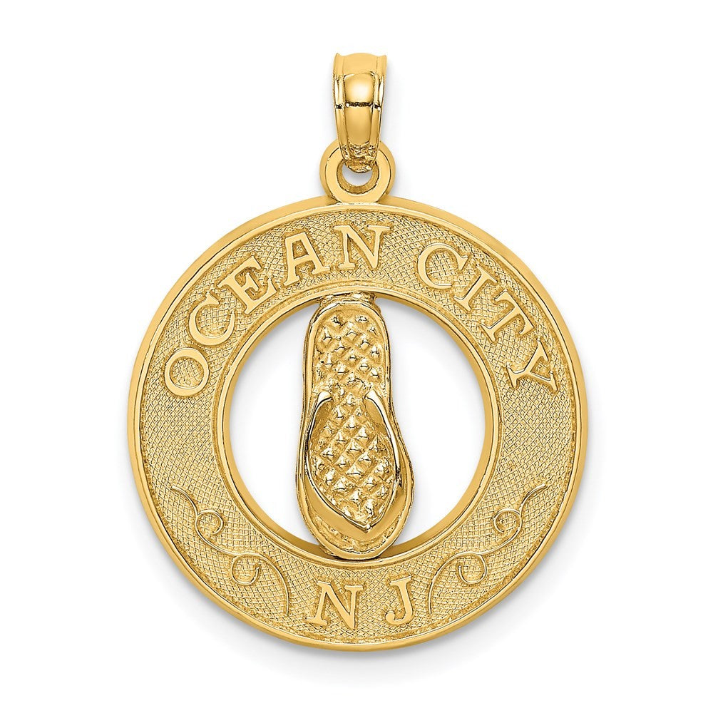 14k Yellow Gold OCEAN CITY, NJ w/ Flip Flops Charm