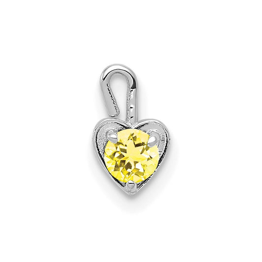 14k White Gold November Synthetic Birthstone Heart Charm Pendant for Women