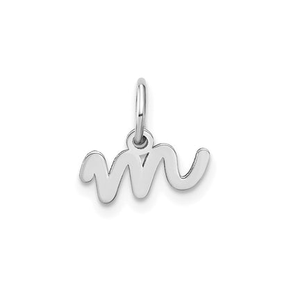 14k White Gold Lower case Letter M Initial Charm Pendant for Women