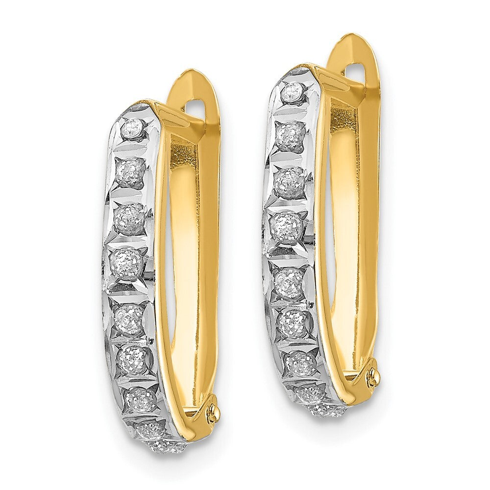 14k Yellow Gold Diamond Fascination Hinged Hoop Earrings Gift for Women
