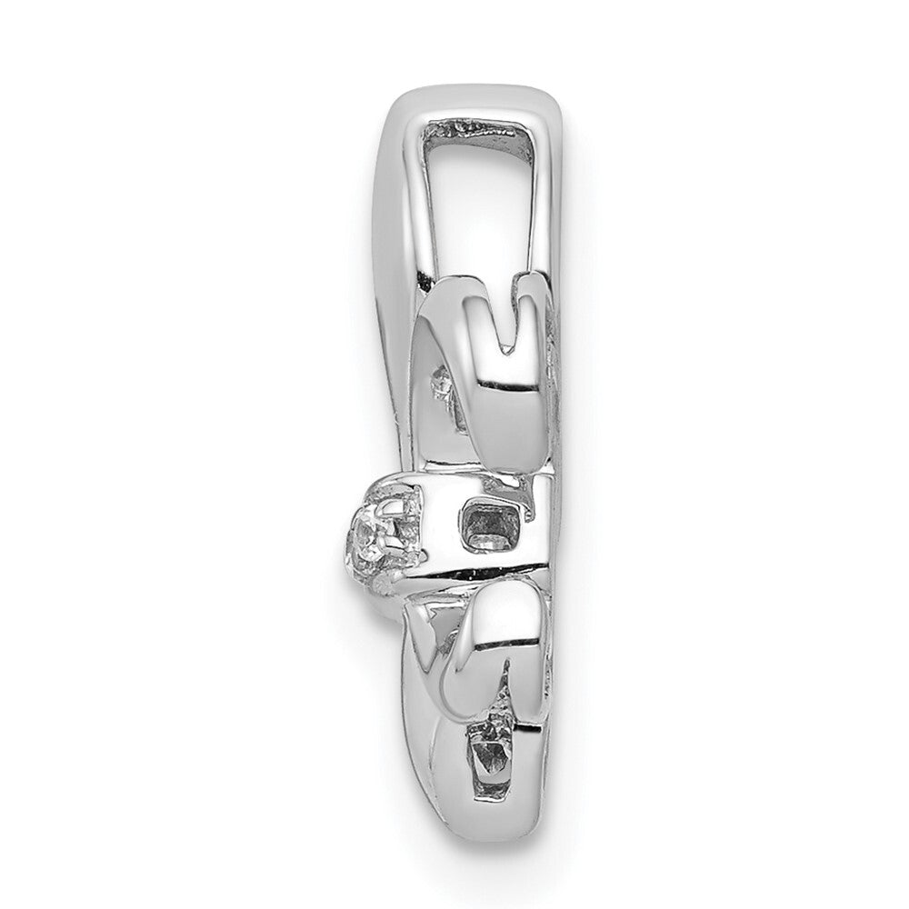 14k White Gold .02ct. Diamond Fleur de Lis Chain Slide Pendant for Women