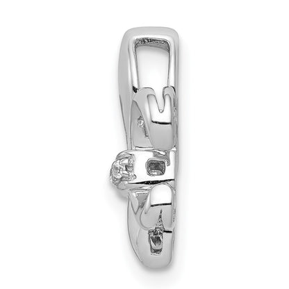 14k White Gold .02ct. Diamond Fleur de Lis Chain Slide Pendant for Women