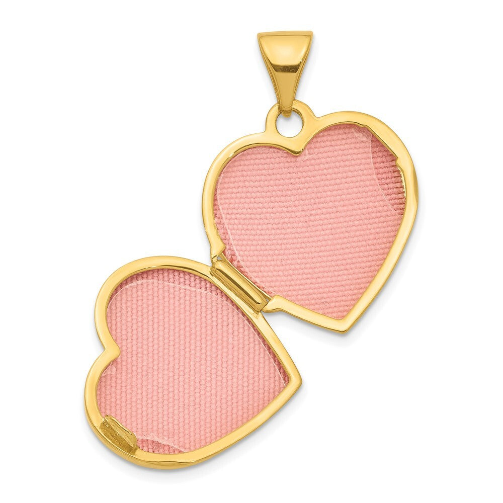 14k Yellow Gold Diamond 16mm Heart Locket Pendant for Women
