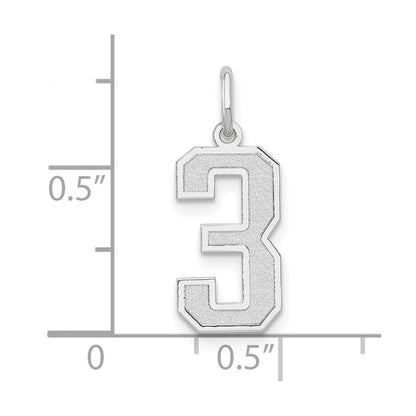 14K White Medium Satin Number 3 Charm