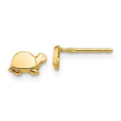 14k Yellow Gold Mini Turtle Stud Earrings Gift for Women