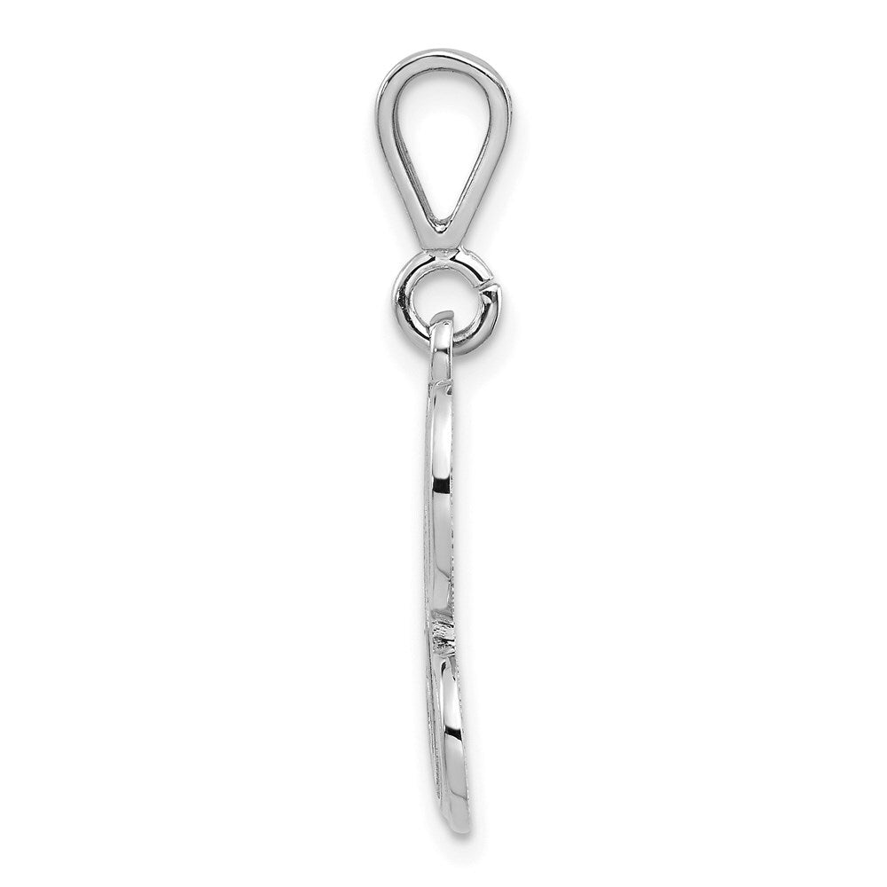 14k White Gold Solid Polished Script Filigree Letter H Initial Pendant for Women