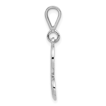 14k White Gold Solid Polished Script Filigree Letter H Initial Pendant for Women