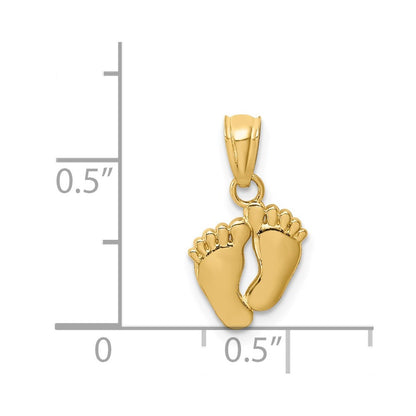 14k Yellow Gold Small Feet Pendant