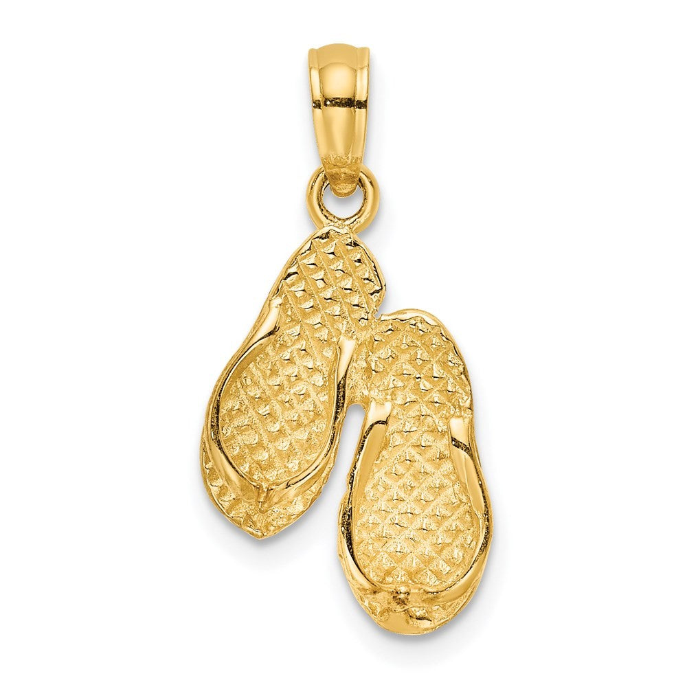 14k Yellow Gold  3D OCEAN CITY Double Flip-flop Charm