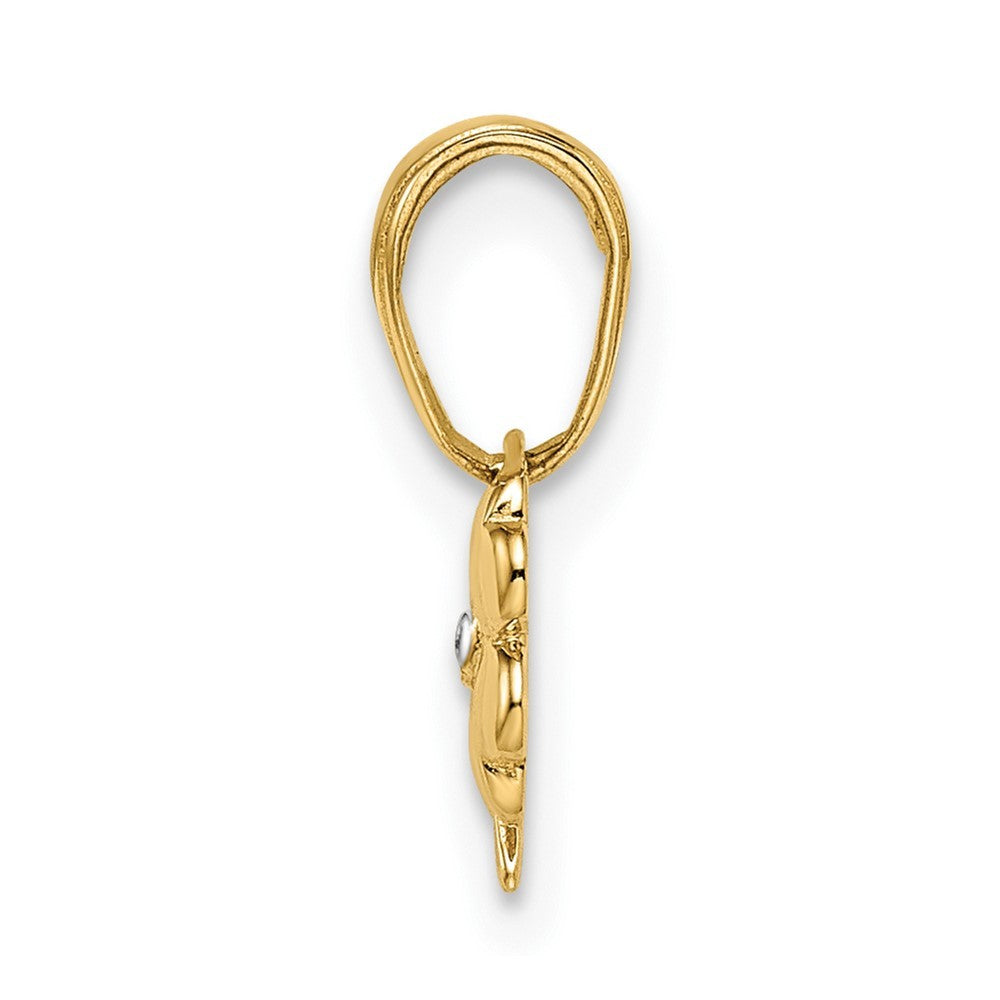 14k Yellow Gold & White Rhodium Diamond-Cut 4 Leaf Clover Pendant