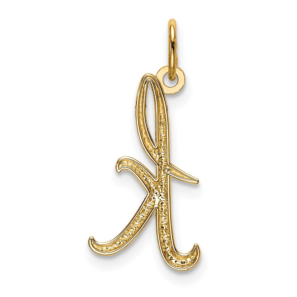 14k Yellow Gold Letter K Initial Charm Pendant for Women