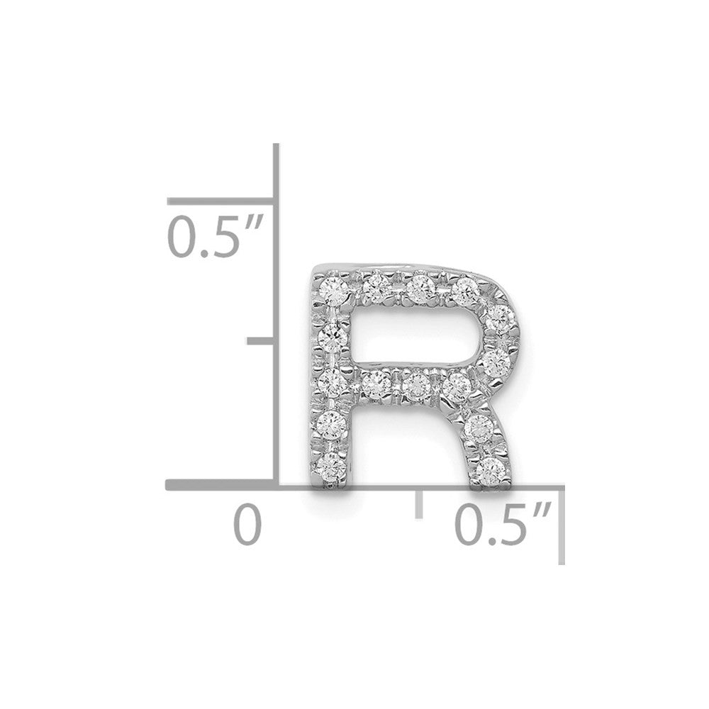 14k White Gold Diamond Letter R Initial Charm Pendant