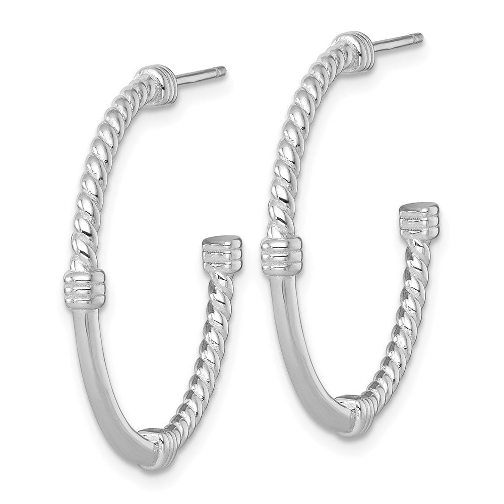 Sterling Silver Rhodium-plated Polished and Twisted 30.0mm C-Hoop Earrings