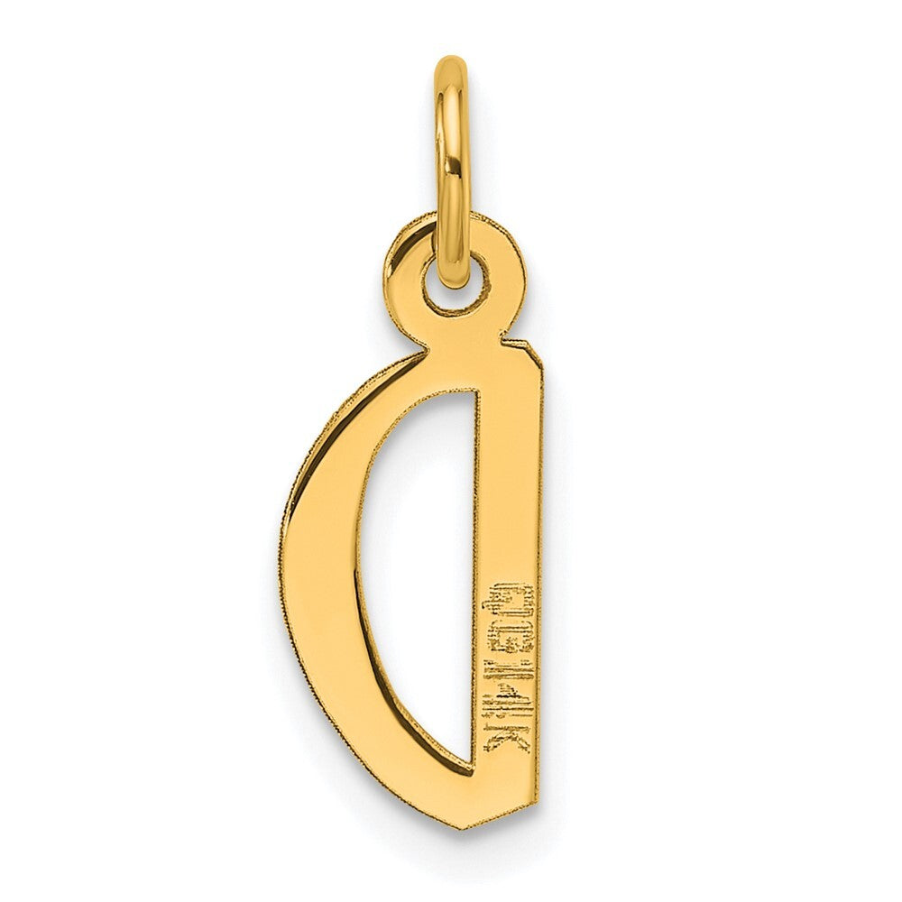 14k Yellow Gold Slanted Block Letter D Initial Charm Pendant for Women