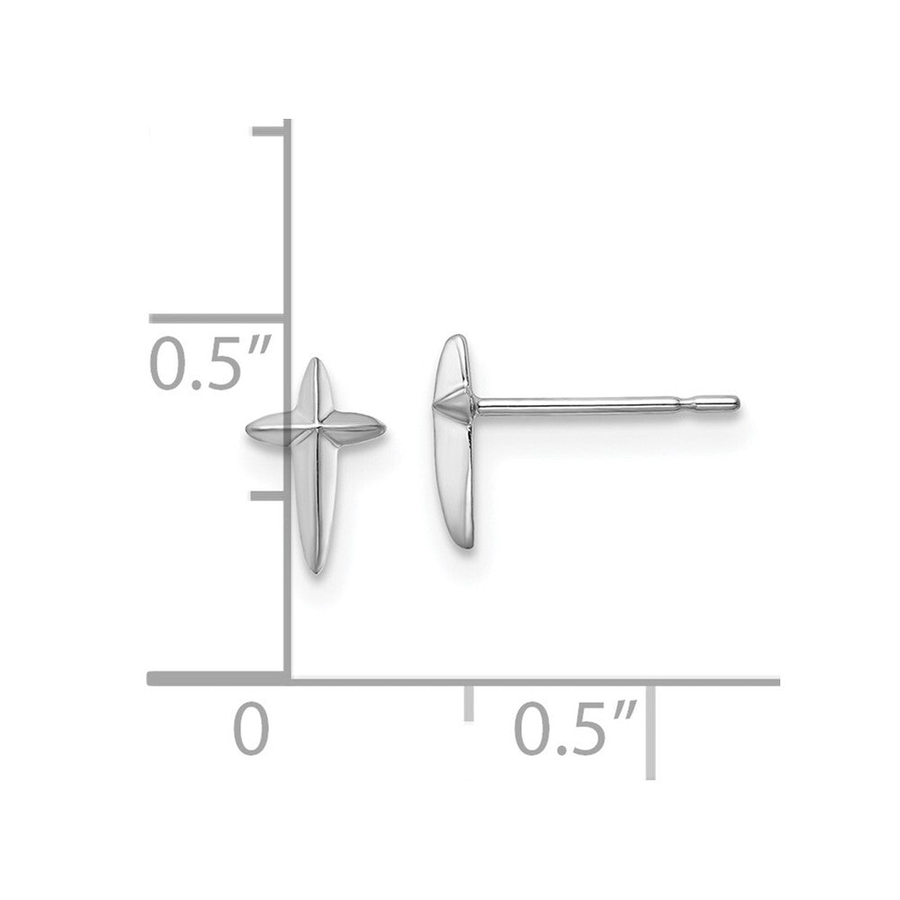14k White Gold Cross Stud Earrings Gift for Women