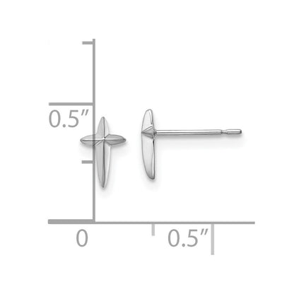 14k White Gold Cross Stud Earrings Gift for Women