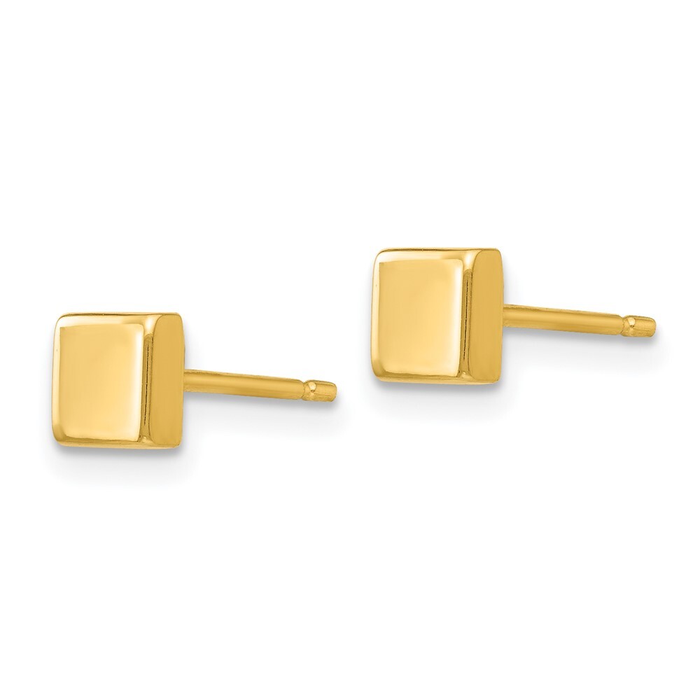 14k Yellow Gold Polished Square Earrings Gift for Women