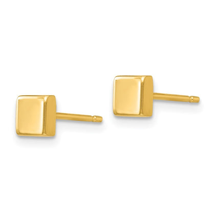 14k Yellow Gold Polished Square Earrings Gift for Women