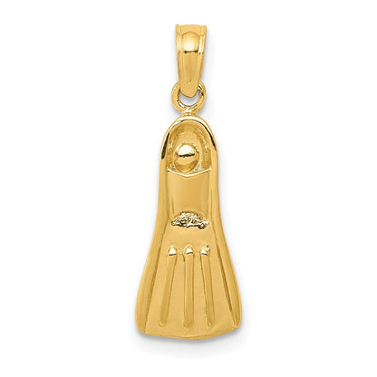 14k Yellow Gold 3D Scuba Flipper Pendant for Women