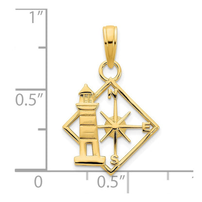 14k Yellow Gold Lighthouse Compass Pendant for Women