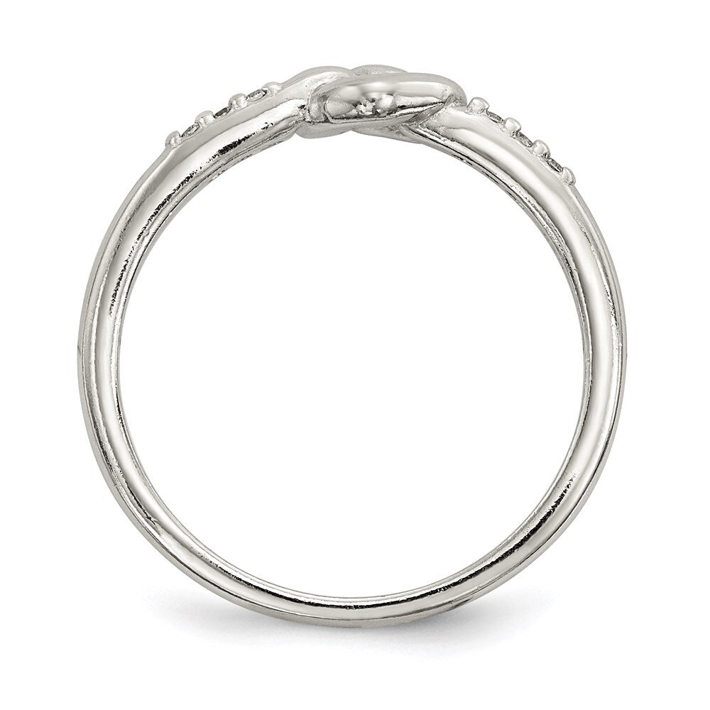 Sterling Silver Cubic Zirconia Heart Ring Size 7