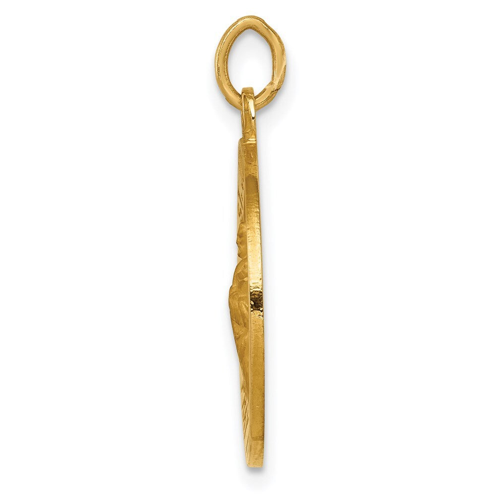 14k Yellow Gold Solid Polished/Satin Small Round St. Jude Thaddeus Medal Pendant