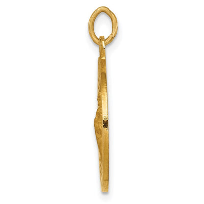 14k Yellow Gold Solid Polished/Satin Small Round St. Jude Thaddeus Medal Pendant