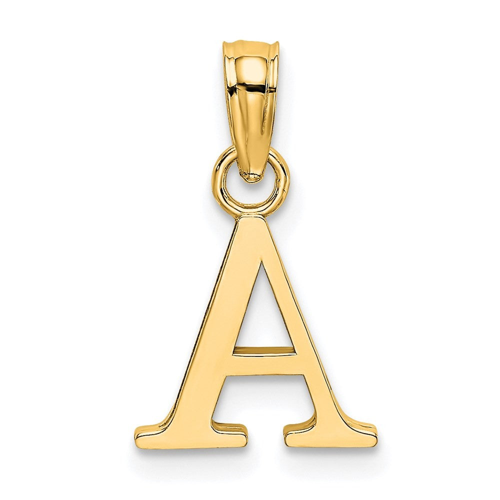 14k Yellow Gold Polished Block Letter A Initial Pendant