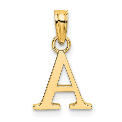 14k Yellow Gold Polished Block Letter A Initial Pendant