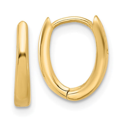 14k Yellow Gold Polished Oval Hinged Hoop Earrings Gift for Women