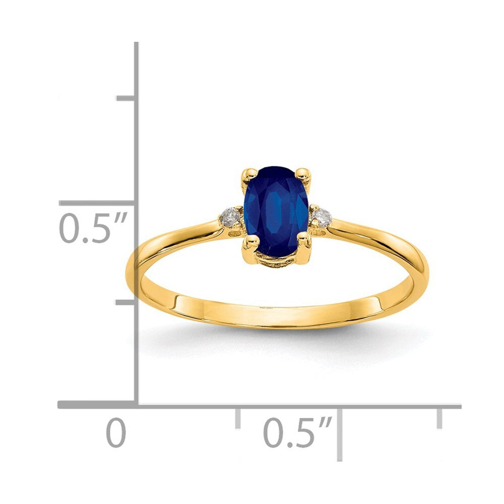 14K Yellow Gold Diamond & Sapphire Birthstone Ring