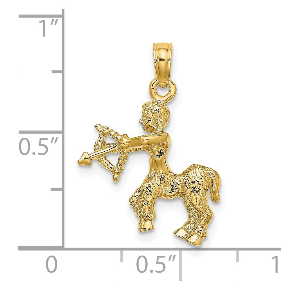 14k Yellow Gold 3-D Sagittarius Zodiac Charm Pendant for Women