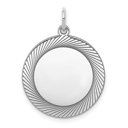 Sterling Silver Engraveable Round Polished Front/Satin Back Disc Charm