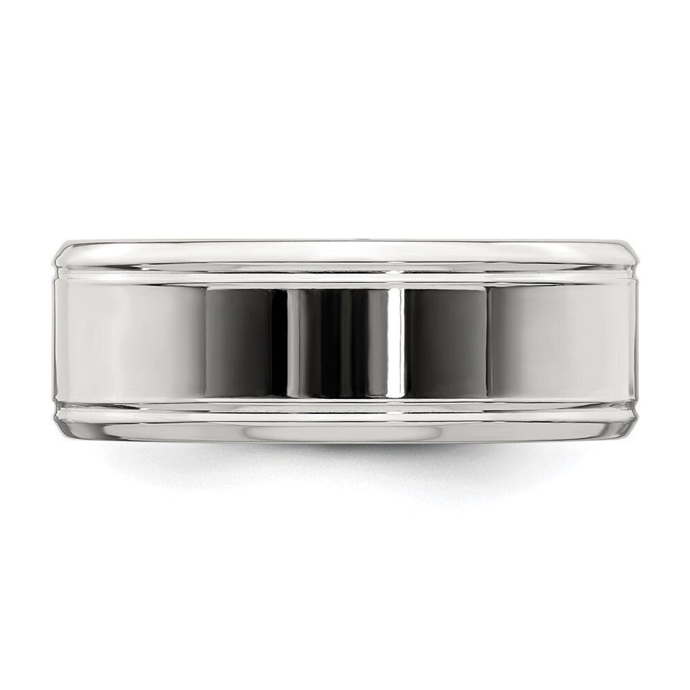 Sterling Silver 6mm Polished Flat Beveled Edge Fancy Band Size 7