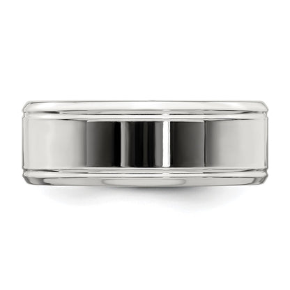 Sterling Silver 6mm Polished Flat Beveled Edge Fancy Band Size 7