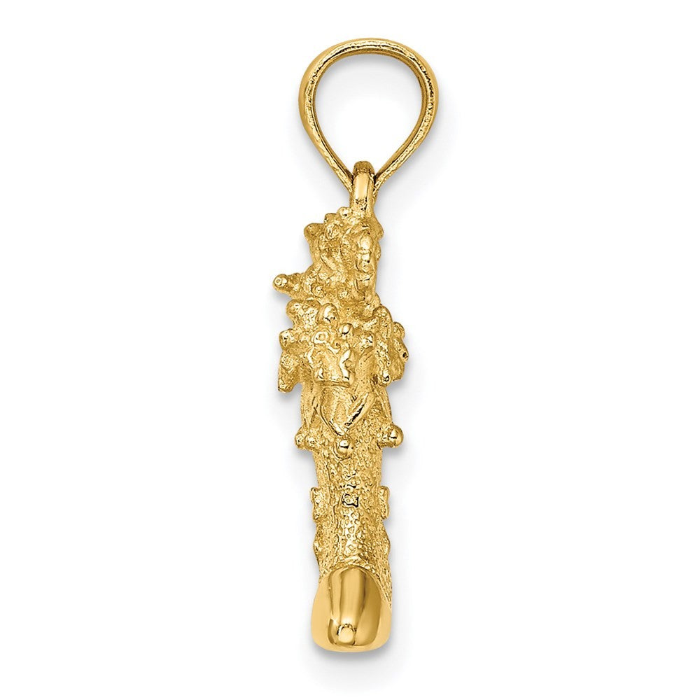 14k Yellow Gold Solid Polished 3-D Christmas Stocking Charm
