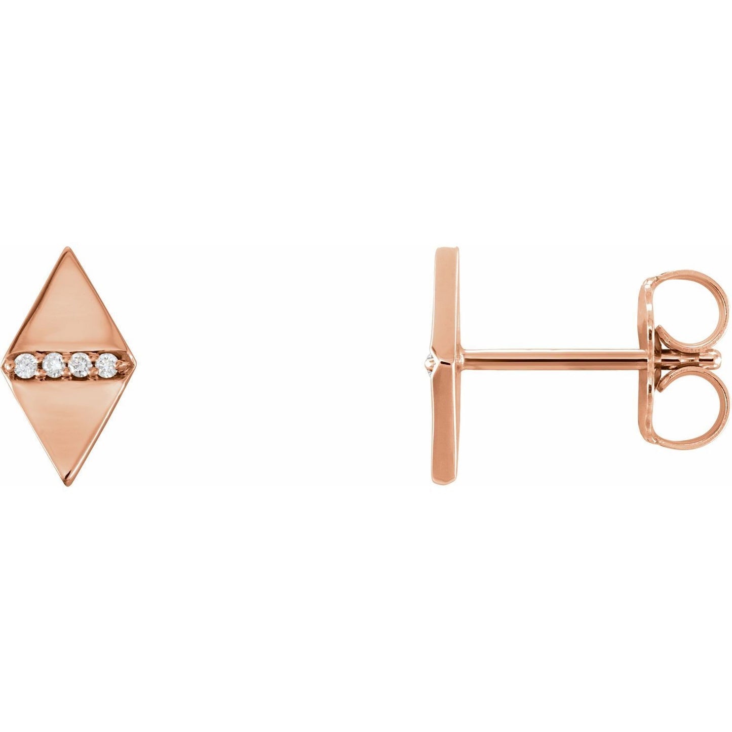 Gift for Mothers 14k Rose Gold .025 CTW Natural Diamond Geometric Stud Earrings