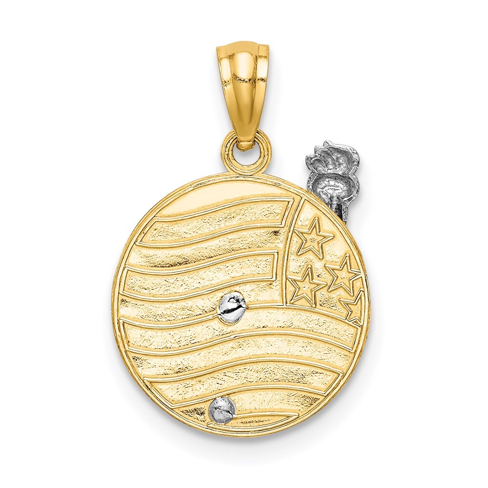14k Two-tone Gold Lady Liberty on American Flag Disk Pendant for Women