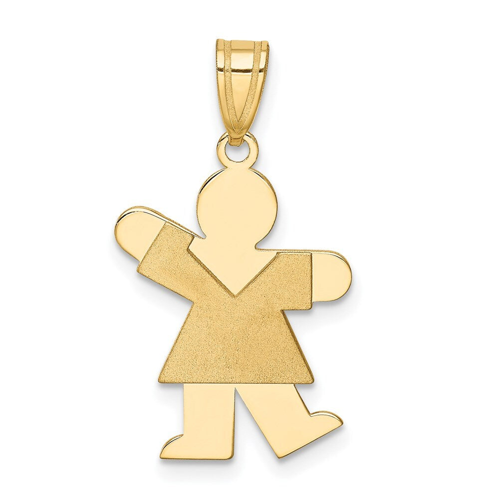14k Yellow Gold Girl Charm Pendant for Women