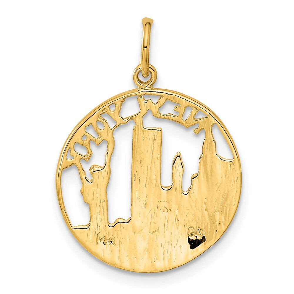 14k Yellow Gold NEW YORK Skyline Charm Pendant for Women