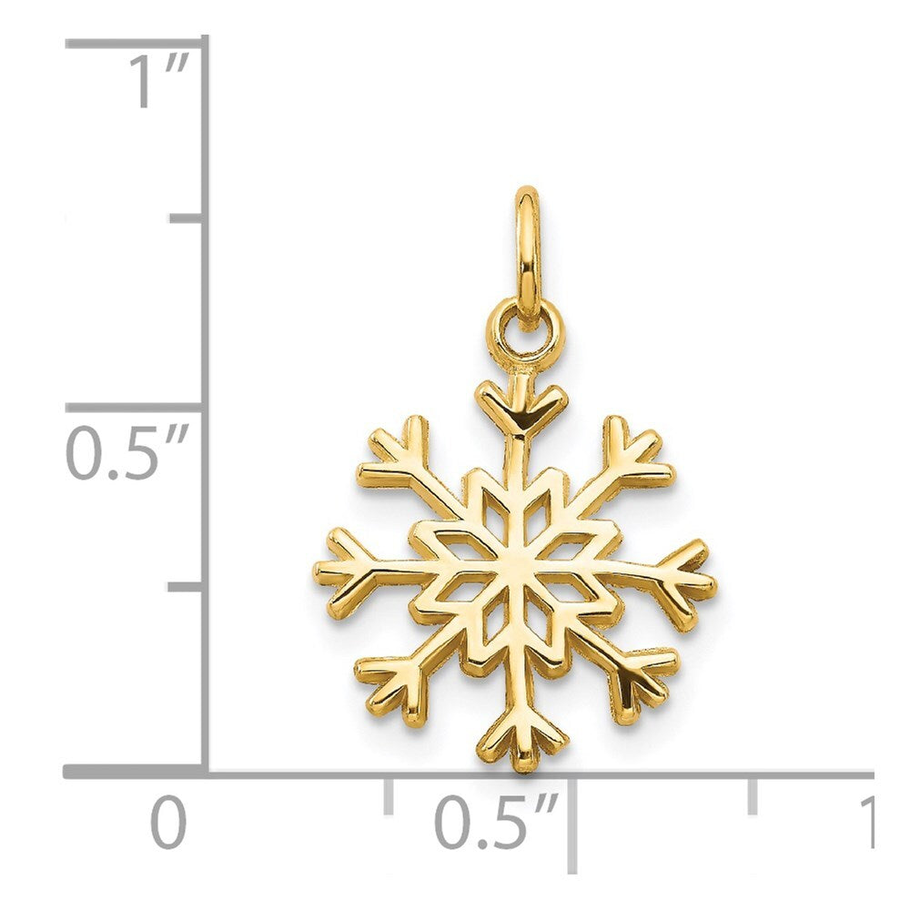 14k Yellow Gold Snowflake Charm Pendant for Women