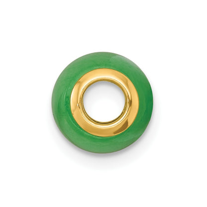 14k Yellow Gold Polished Jade Oval Barrel Bead Chain Slide Pendant