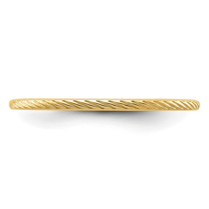 14K Yellow Gold Yellow Gold 1.2mm Twisted Wire Pattern Stackable Band Size 10