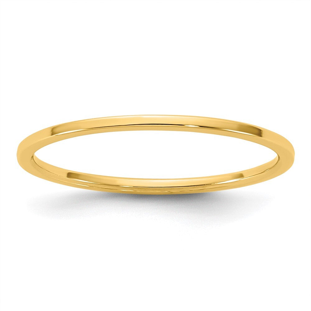 14K Yellow Gold 1mm LTW Flat Band Size 8