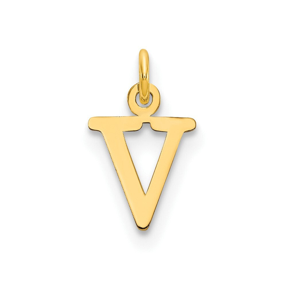14k Yellow Gold Cutout Letter V Initial Pendant for Women