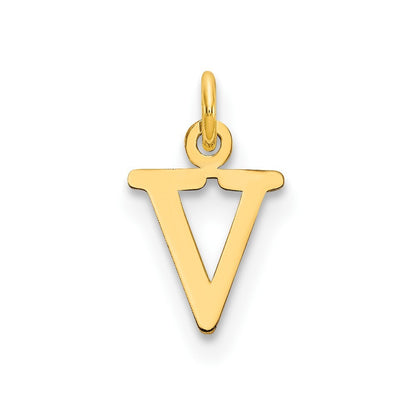 14k Yellow Gold Cutout Letter V Initial Pendant for Women