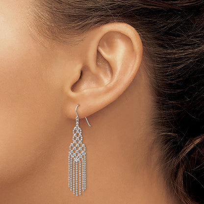 14K White Gold Beaded Earrings