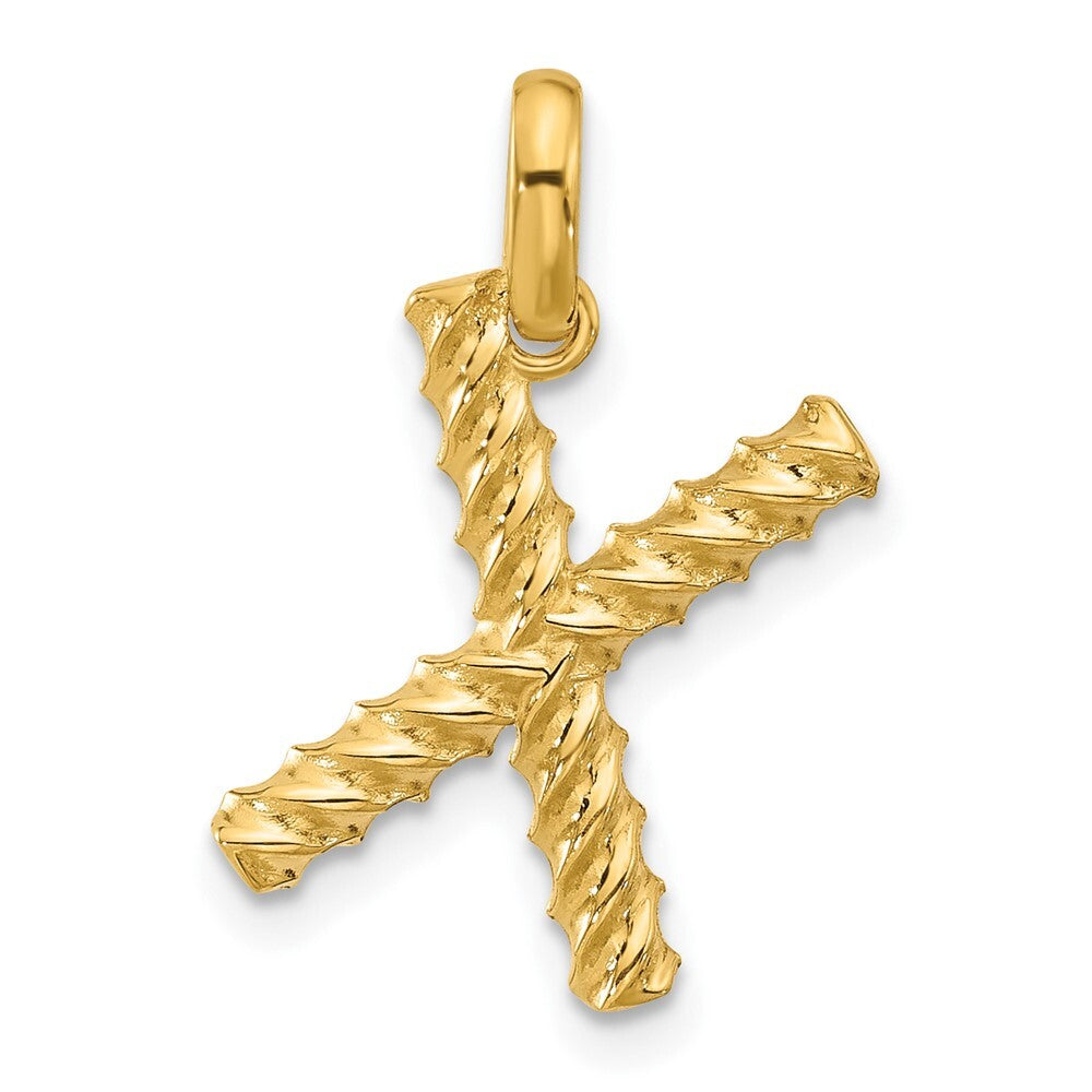 14k Yellow Gold Fancy Twist Letter X Pendant for Women