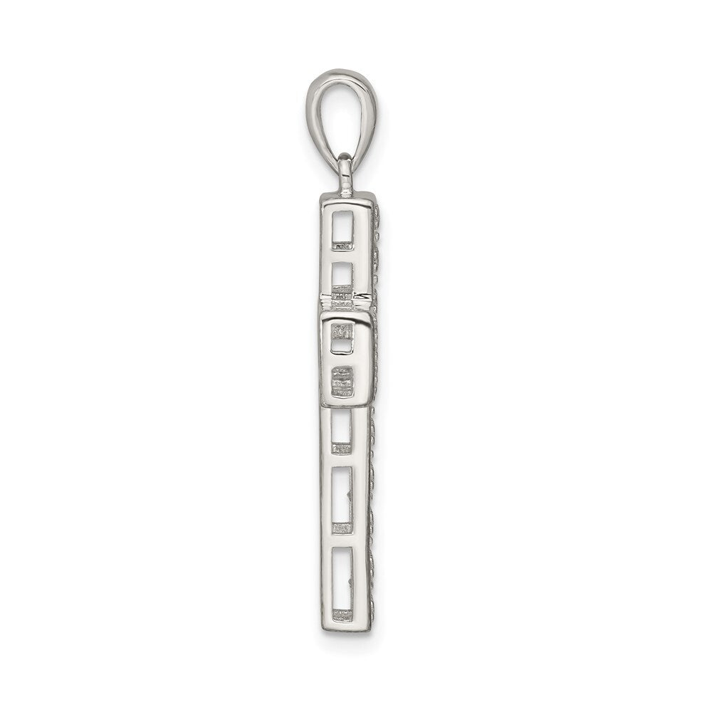 Sterling Silver Rhodium-plated Cubic Zirconia Latin Cross Pendant