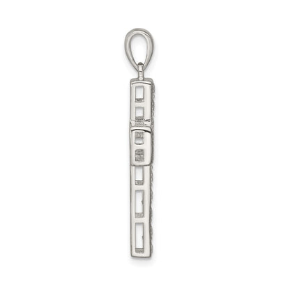 Sterling Silver Rhodium-plated Cubic Zirconia Latin Cross Pendant